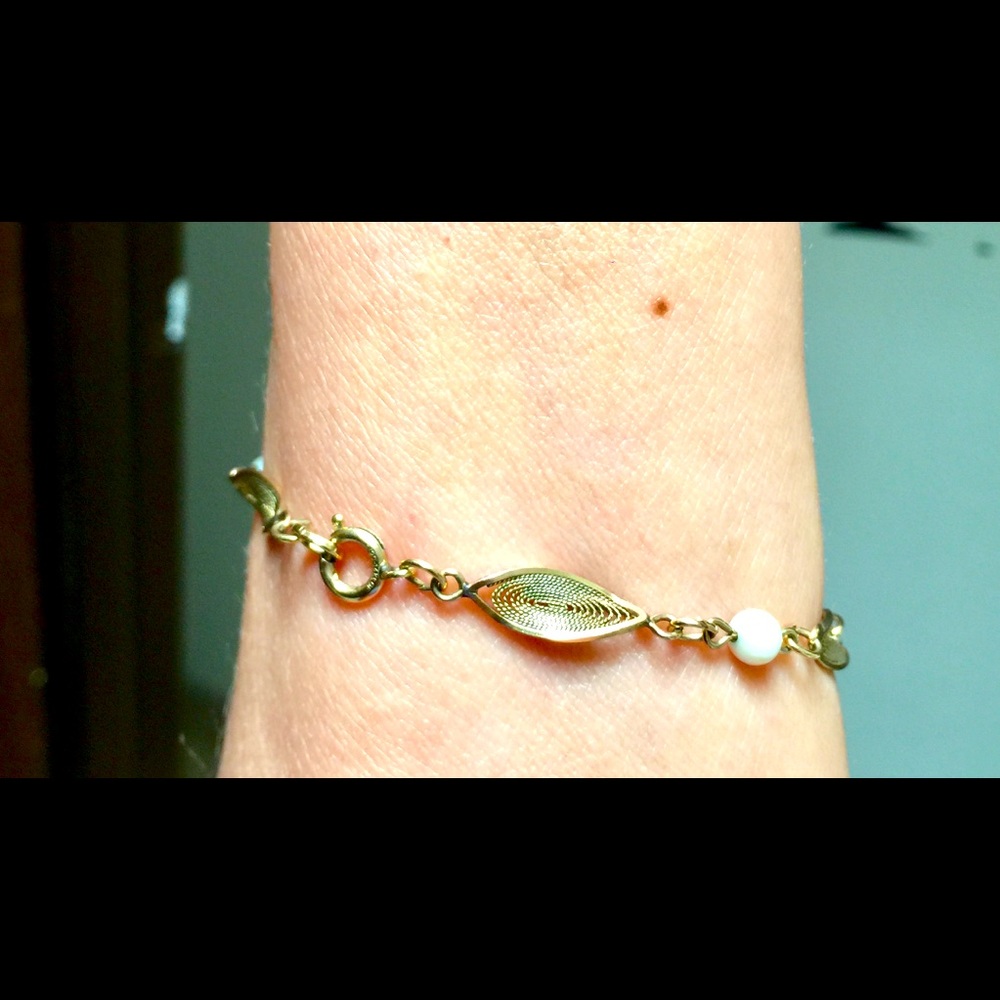 14K GF Pearl and Design Bracelet.